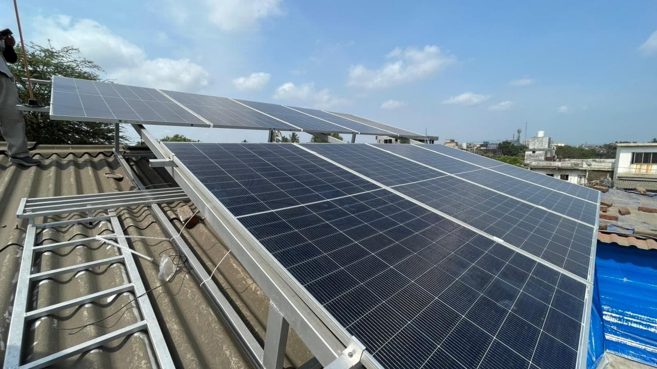 Solar panel installation in progress